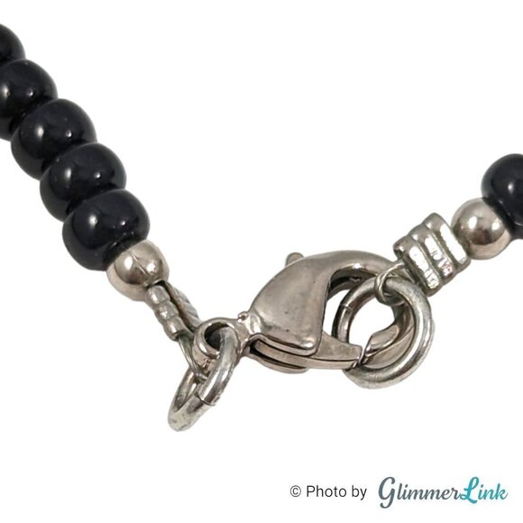 Bohemian Tribal Zebra & Giraffe Charm Black Beaded Silver Tone Necklace - Picture 7 of 8